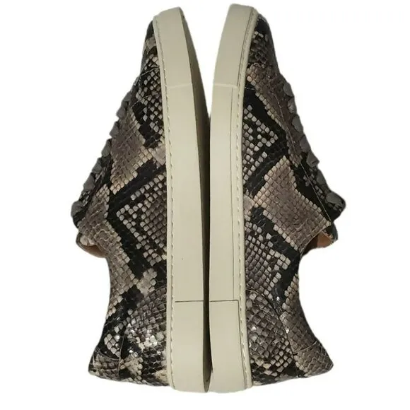Frye Snakeskin Leather Sneaker Shoes Gym Italian Ivy Lace Black Gray Reptile 7