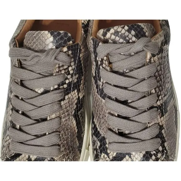Frye Snakeskin Leather Sneaker Shoes Gym Italian Ivy Lace Black Gray Reptile 7