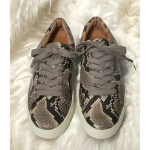 Frye Snakeskin Leather Sneaker Shoes Gym Italian Ivy Lace Black Gray Reptile 7