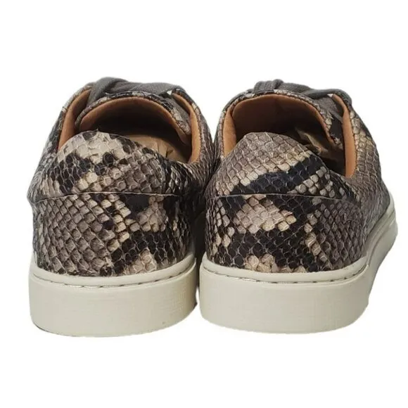Frye Snakeskin Leather Sneaker Shoes Gym Italian Ivy Lace Black Gray Reptile 7