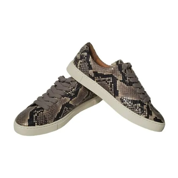 Frye Snakeskin Leather Sneaker Shoes Gym Italian Ivy Lace Black Gray Reptile 7