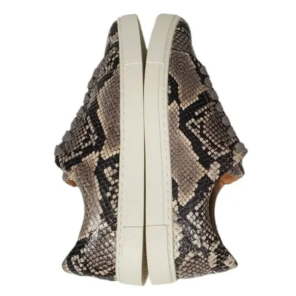 Frye Snakeskin Leather Sneaker Shoes Gym Italian Ivy Lace Black Gray Reptile 7