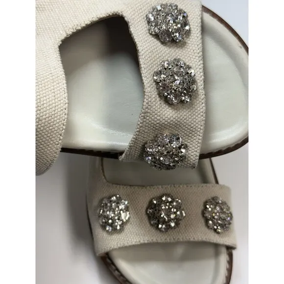 GANNI Juta Embellished Slingback Platform Sandals In Neutral Sz 7