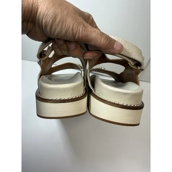 GANNI Juta Embellished Slingback Platform Sandals In Neutral Sz 7
