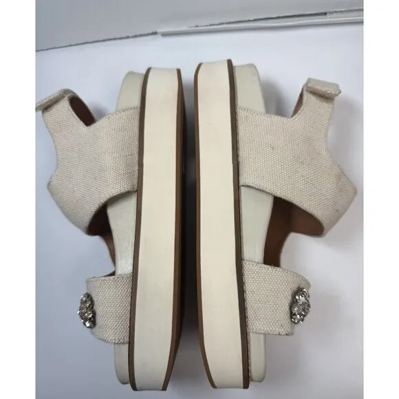 GANNI Juta Embellished Slingback Platform Sandals In Neutral Sz 7