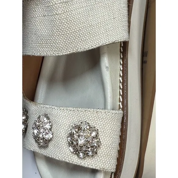 GANNI Juta Embellished Slingback Platform Sandals In Neutral Sz 7