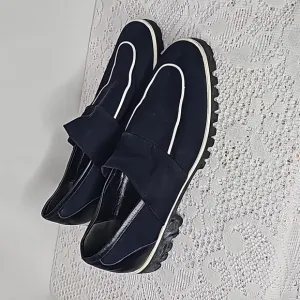 Genegum canvas blue slip on loafer shoes sz 10