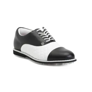 G/FORE Black/White Leather Quilted Cap Toe Gallivanter Golf Shoes