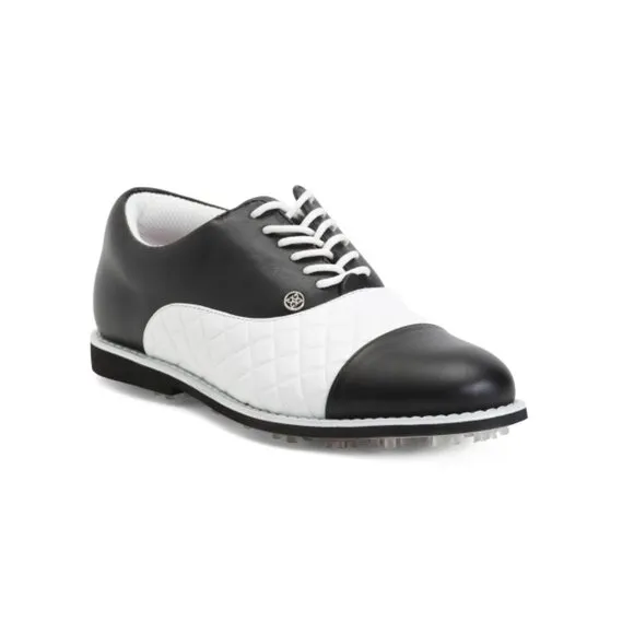 G/FORE Black/White Leather Quilted Cap Toe Gallivanter Golf Shoes