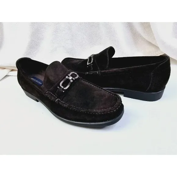 Giorgio Brutini Size 13M Men's Chocolate Brown Suade Horsebit Slip On Loafers