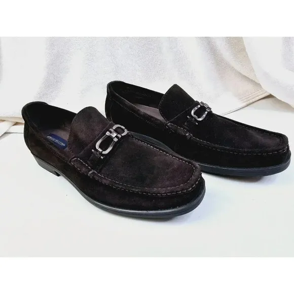 Giorgio Brutini Size 13M Men's Chocolate Brown Suade Horsebit Slip On Loafers