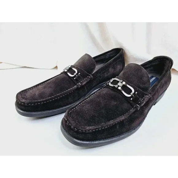 Giorgio Brutini Size 13M Men's Chocolate Brown Suade Horsebit Slip On Loafers
