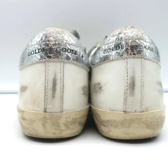 Golden Goose Superstar Private Edition Sneakers White &amp; Silver Leather Size 35