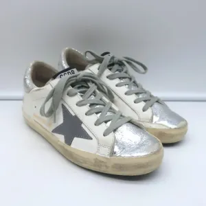 Golden Goose Superstar Private Edition Sneakers White &amp; Silver Leather Size 35