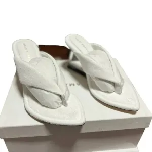 Good American White Terry Lucite 3 Wedge Thong Sandal NWOB Size 7.5