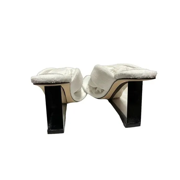 Good American White Terry Lucite 3 Wedge Thong Sandal NWOB Size 7.5