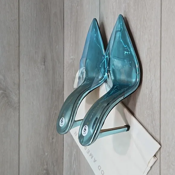 Good American Women Glass Slipper Mule Clear The Pointed toe heels shoes sz 8