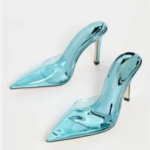 Good American Women Glass Slipper Mule Clear The Pointed toe heels shoes sz 8