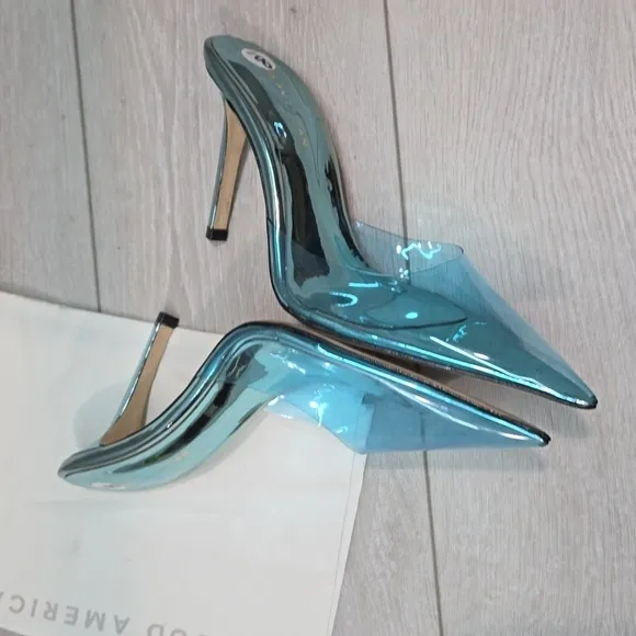 Good American Women Glass Slipper Mule Clear The Pointed toe heels shoes sz 8