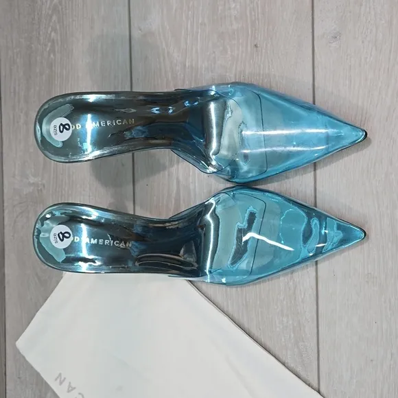 Good American Women Glass Slipper Mule Clear The Pointed toe heels shoes sz 8