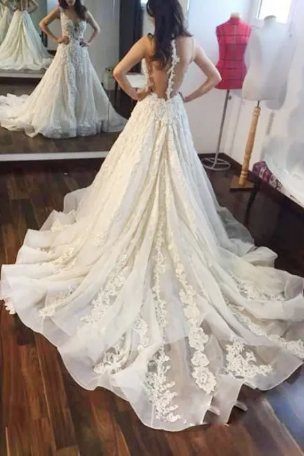 Gorgeous Affordable Charming Applique Lace Long Bridal Wedding Dresses, BGP260