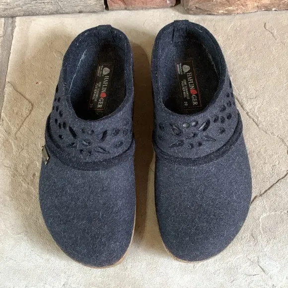 Haflinger sz 39 charcoal grey pure new wool slip on clogs