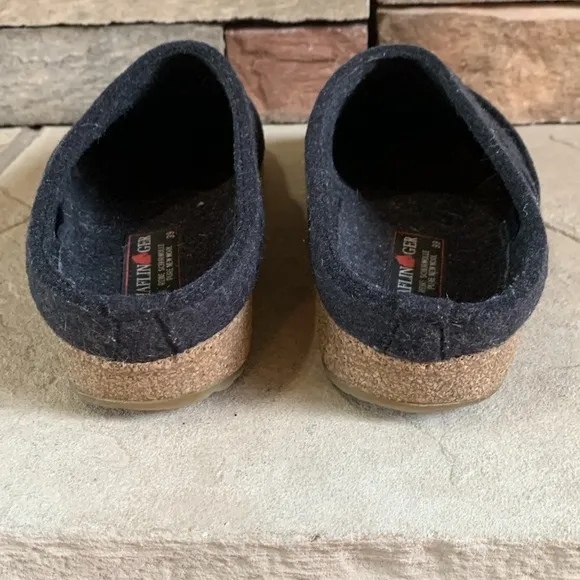 Haflinger sz 39 charcoal grey pure new wool slip on clogs