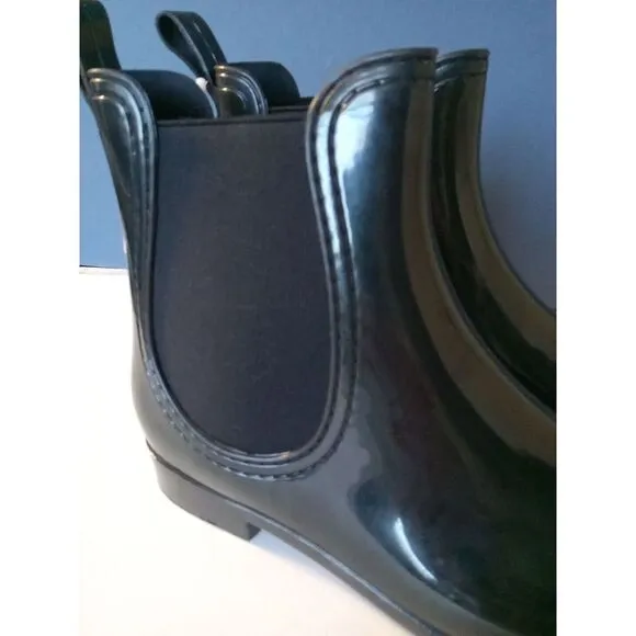Henry Ferrera Woman's Clarity black Pull On Rain Boots‎ Shoes Size 10 New