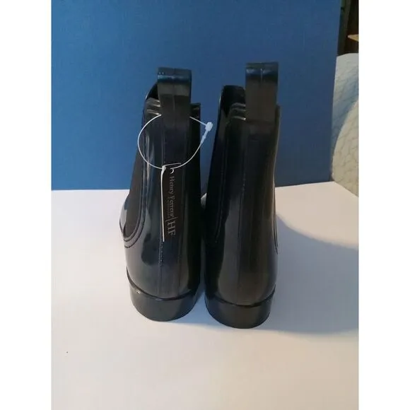 Henry Ferrera Woman's Clarity black Pull On Rain Boots‎ Shoes Size 10 New