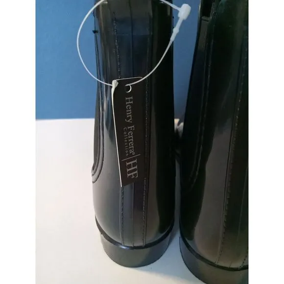 Henry Ferrera Woman's Clarity black Pull On Rain Boots‎ Shoes Size 10 New