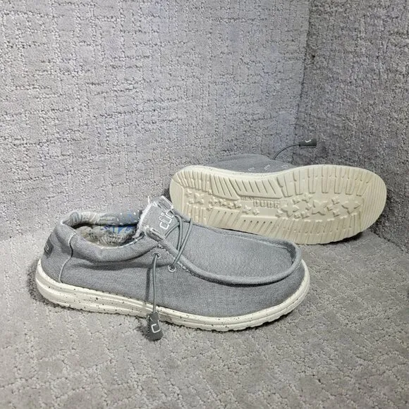 Hey Dude Men's Size US 10 Gray Wally Stretch Iron Moc Toe Moccasin Shoes