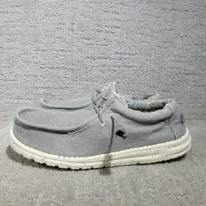 Hey Dude Men's Size US 10 Gray Wally Stretch Iron Moc Toe Moccasin Shoes