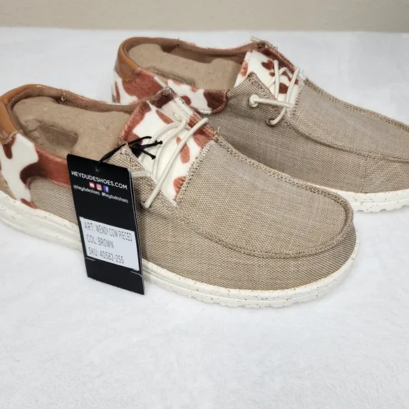 Hey Dude Wendy Cow Pieced Shoes