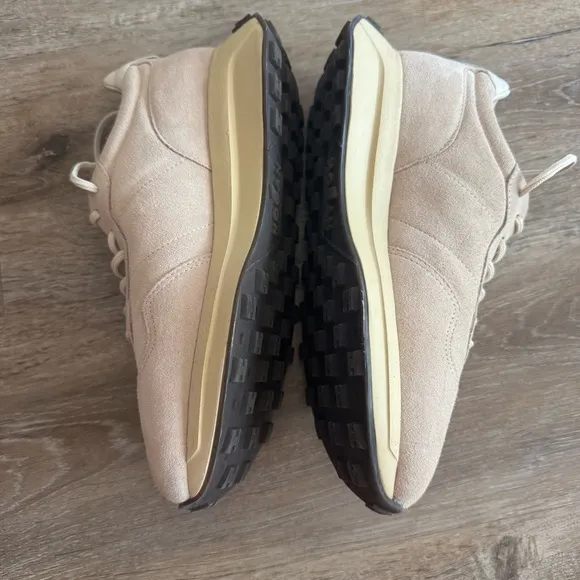 Hogan H641 Women's Suede Sneakers Shoes Size 38 Beige Memory Foam Wedge Italy