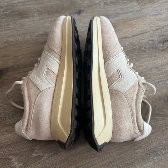 Hogan H641 Women's Suede Sneakers Shoes Size 38 Beige Memory Foam Wedge Italy