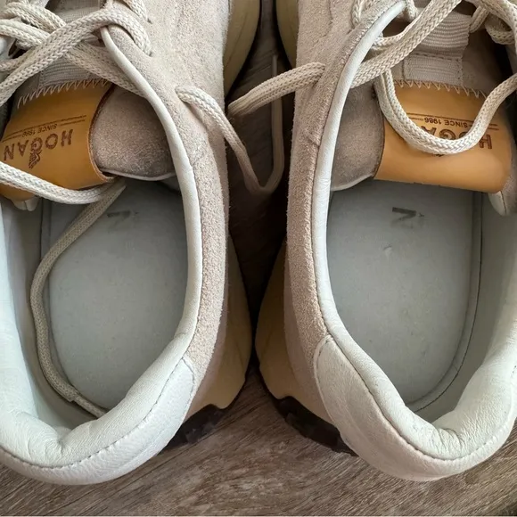 Hogan H641 Women's Suede Sneakers Shoes Size 38 Beige Memory Foam Wedge Italy