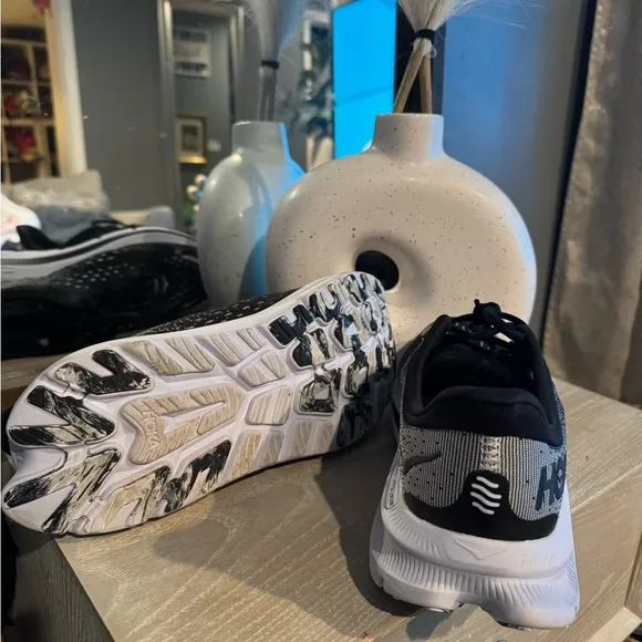 Hoka Black and White Running Shoes