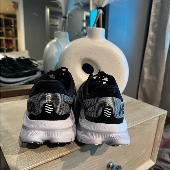 Hoka Black and White Running Shoes