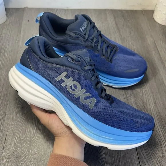 Hoka Bondi 8 Men 12 2E Wide High Cushioned Durable Running Shoes Retail$165