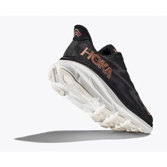 Hoka Men's Clifton 9 Wide Sneaker Shoes Black/Rose Gold Size 7.5 D