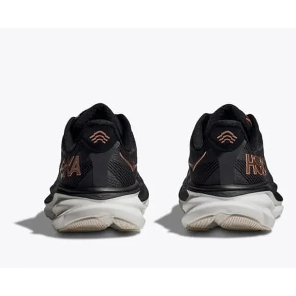 Hoka Men's Clifton 9 Wide Sneaker Shoes Black/Rose Gold Size 7.5 D