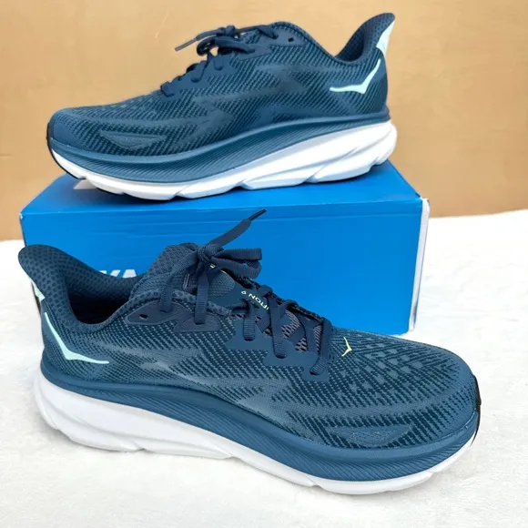 HOKA men's running shoes Clifton 9 midnight ocean/bluesteel Size 10D