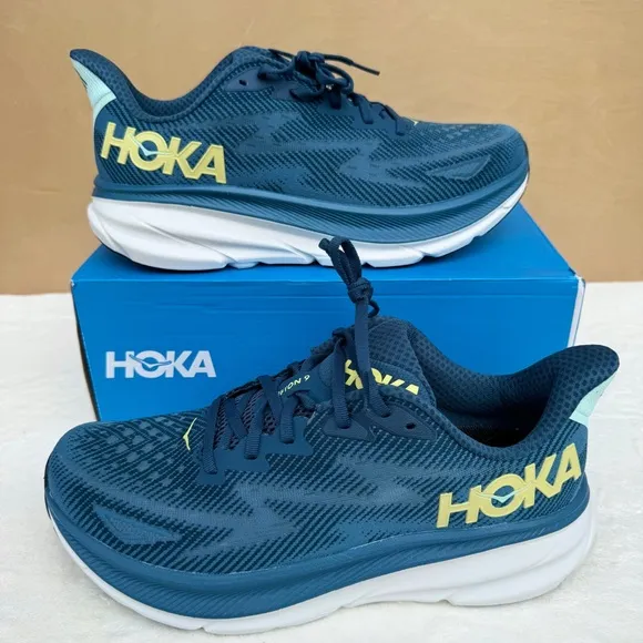HOKA men's running shoes Clifton 9 midnight ocean/bluesteel Size 10D