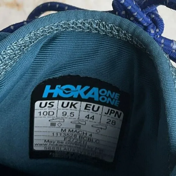 Hoka One M Mach 4 Men’s Size 10D 1113528 BCBLC Blue Coral Black Running Shoes