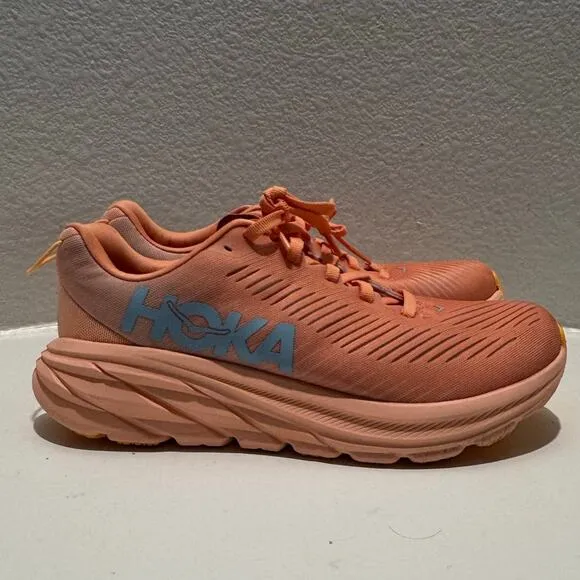 HOKA ONE ONE $210 Rincon 3 Road Running Shoes ShellCoralPeach Parfait Size 6.5B