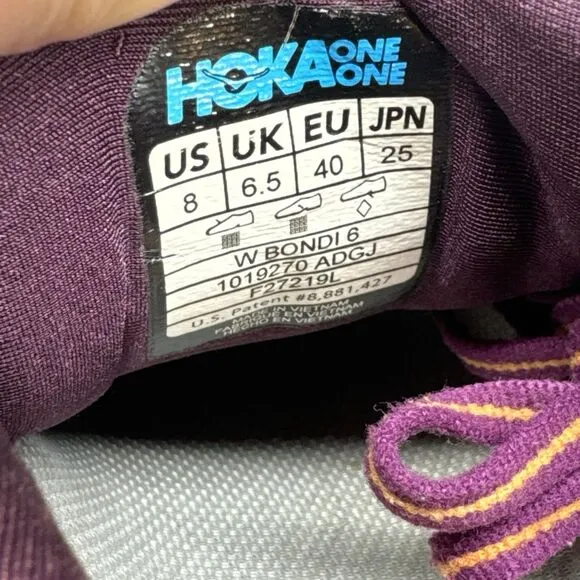 Hoka One One Bondi 6 Women's Size 8 Running Shoes Vapor Artic Dusk 1019270 ADGJ