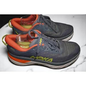 HOKA One One Bondi 7 Men’s Size 10.5 Running Shoes – Gray/Orange – Cushioned Com