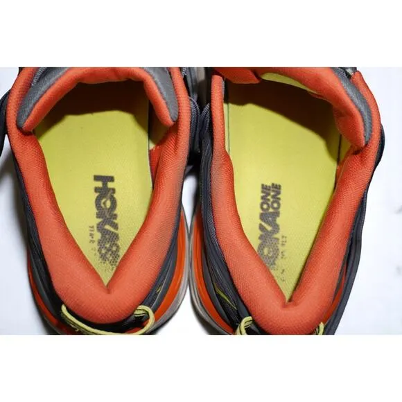 HOKA One One Bondi 7 Men’s Size 10.5 Running Shoes – Gray/Orange – Cushioned Com