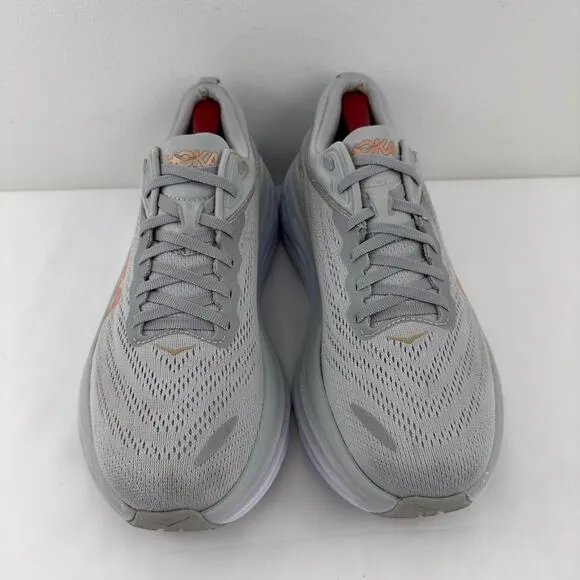 Hoka One One Bondi 8‎ gray and white running shoes