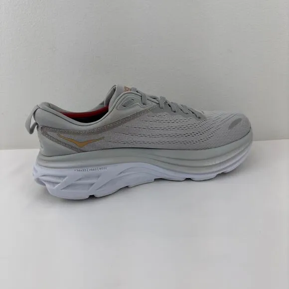 Hoka One One Bondi 8‎ gray and white running shoes
